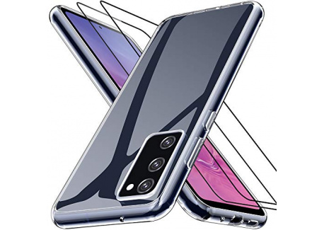 Kensou Coque Compatible avec Samsung Galaxy S20 FE avec 2 Verre trempé Protection écran, Protection Complète Souple Silicone 