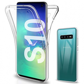 Gnews Coque Compatible avec Samsung S10 Etui, Samsung S10 Coque Transparent Silicone TPU Case Intégral 360 Degres Full Body P