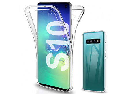 Gnews Coque Compatible avec Samsung S10 Etui, Samsung S10 Coque Transparent Silicone TPU Case Intégral 360 Degres Full Body P