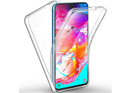 AROYI Cover Samsung Galaxy A70, Samsung Galaxy A70 Custodia Transparent Silicone TPU e PC Full Body Protettiva Premium Resist