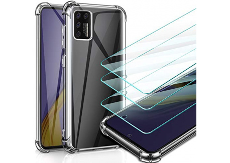 Leathlux Coque Compatible avec Samsung Galaxy A51 4G Transparente avec 3 Verre trempé Protection écran, Souple Silicone Étui 