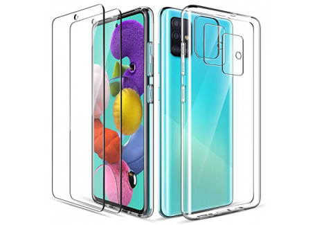 LK Clair Coque Compatible avec Samsung Galaxy A51, 2 pièces Verre trempé Protection écran &2 pièces Caméra Arrière Protecteur