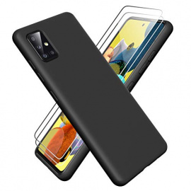 Oududianzi Coque pour Samsung Galaxy A51 5G + [2 Pièces] Verre Trempé écran Protecteur, [Ultra Mince] Étui Souple de Silicone