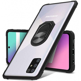 DOSNTO Coque pour Samsung Galaxy A71 Antichoc Protecteur Case avec Anneau Support, Transparente Silicone Bumper Housse TPU PC