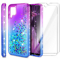 AROYI Coque Samsung Galaxy A42 5G + Verre Trempé Écran Protecteur [Pack de 2], Liquide Paillette Dégradé Transparente Silicon