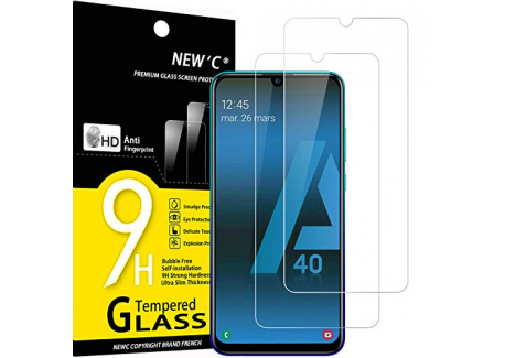NEWC Lot de 2, Verre Trempé Compatible avec Samsung Galaxy A40, Film Protection écran sans Bulles dair Ultra Résistant  0,3