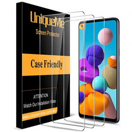 [3 pièces] UniqueMe Verre Trempé pour Samsung Galaxy A21s, [9H Dureté][Sans Bulles] Ultra Résistant Film Vitre Protection écr