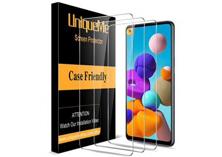 [3 pièces] UniqueMe Verre Trempé pour Samsung Galaxy A21s, [9H Dureté][Sans Bulles] Ultra Résistant Film Vitre Protection écr
