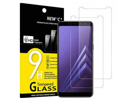 NEWC Lot de 2, Verre Trempé Compatible avec Samsung Galaxy A8  2018  Film Protection écran sans Bulles dair Ultra Résistant