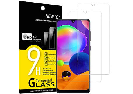 NEWC Lot de 2, Verre Trempé Compatible avec Samsung Galaxy A31, Film Protection écran Ultra Résistant  0,33mm HD Ultra Trans