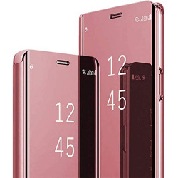 Coque pour Samsung Galaxy S21 5G, Clear View Flip Case Placage Miroir Effet Coquea Rabat Rigide PU Cuir Etui Galaxy S21 360 A
