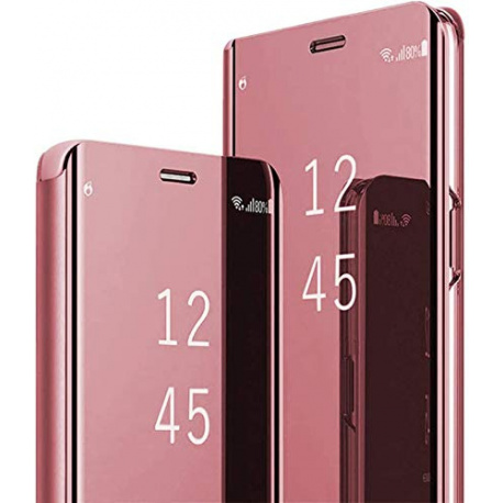 Coque S23 Coque pour Samsung S23 Clear View Flip Case Placage Miroir Effet Coque à Rabat Rigide PC+PU Cuir Etui pour Samsung 