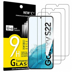NEWC Lot de 3, Verre Trempé pour Samsung Galaxy S22 5G, Film Protection écran - Anti Rayures - sans Bulles dair -Ultra Rési
