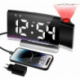 TAKRINK Reveil Projecteur Plafond, Radio Réveil Projection Plafond, avec Ecran Miroir 7.5 Pouces, Température Port de USB, Do