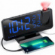 Reveil Projecteur avec Radio, Horloge Numérique, Radio Reveil USB avec Double Alarme et Écran Miroir LED de 7, Snooze, 4 Nive