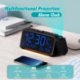Mesqool Radio Réveil Projection, Réveil Numérique Projecteur avec Variateur à 5 Niveaux, Mode Jours Ouvrables/Week-End, 2 Ala