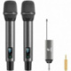 TONOR Micro sans Fil, Microphone sans Fil Rechargeable Professionnel, Micro Dynamique sans Fil en Métal 2x100 UHF pour Karaok