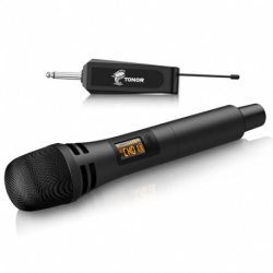 TONOR Micro Karaoke sans Fil, UHF Microphone Dynamique Chant Portable à Main avec Récepteur Rechargeable pour Karaoké Discour