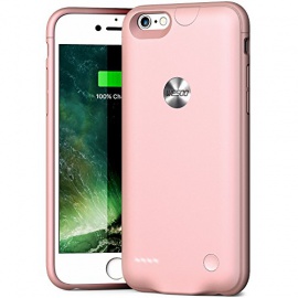 Coque Batterie pour iPhone 6/6s Coque de recharge portable ultra fine Wesoo 2500mAh pour iPhone 6/6s 4,7 pouces (Or rose)