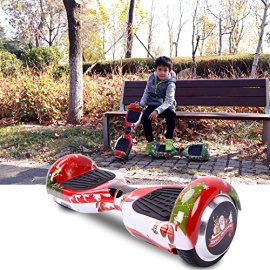 Cool&Fun Self Balance Scooter 6,5 pouces Smart Skateboard Auto Électrique Gyropode de Boutique GyroGeek( Rouge, Motif Bonheur )