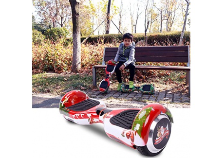 Cool&Fun Self Balance Scooter 6,5 pouces Smart Skateboard Auto Électrique Gyropode de Boutique GyroGeek( Rouge, Motif Bonheur )