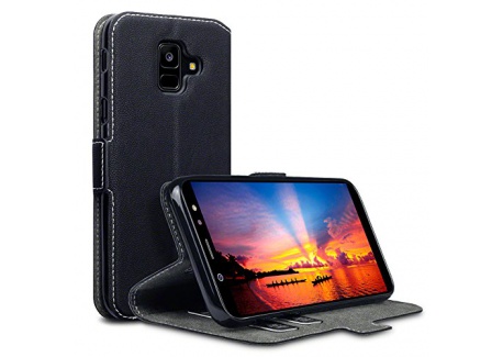 TERRAPIN Coque Samsung A6 2018, Étui Housse en Cuir Ultra-mince Avec La Fonction Stand pour Samsung Galaxy A6 2018 Étui - Noir