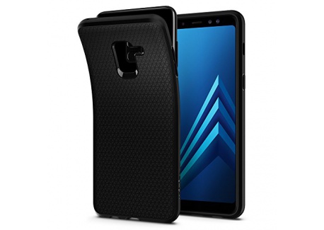 Spigen Coque Samsung Galaxy A8 2018, [Liquid Air] Souple, Noir Matte, Silicone, Protection Fine, Coque Housse Etui pour Samsung 