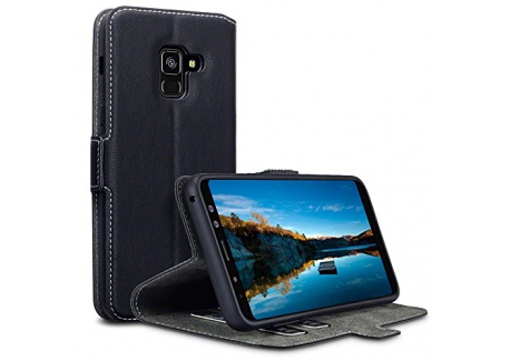 TERRAPIN Coque Cuir Galaxy A8 2018, Étui Housse en Cuir Ultra-mince Avec La Fonction Stand pour Samsung Galaxy A8 2018 Étui - No