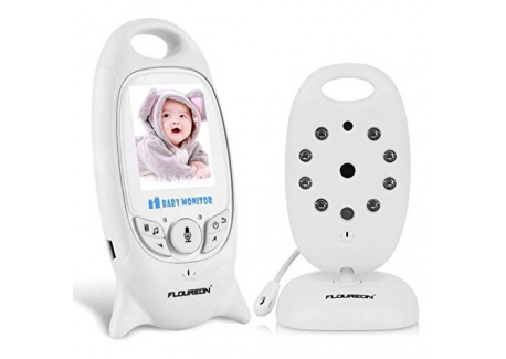 FLOUREON Moniteur Bébé sans Fil 2.4GHz Babyphone Écran LCD 2.0 Pouces Babyphone avec Caméra Vision Nocturne Grand Angle de Vu