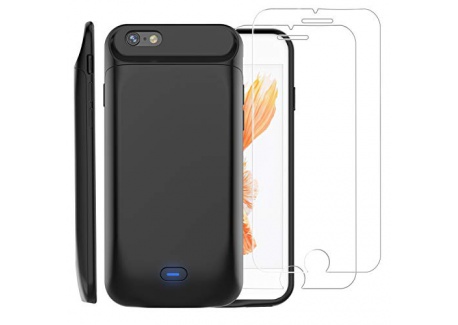 Coque Batterie pour iPhone 6/6s [avec 2 Protection écran Verre trempé],PEMOTech 5000mAh Chargeur Portable Batterie Externe Pu