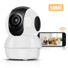 Hommie Caméra de Surveillance 1080P HD WiFi 2,4 GHz, Caméra IP en Temps Réel avec Audio Bidirectionnel, Vision Nocturne et Dé