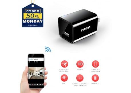 Mini Caméra 1080P HD, Caméra de Surveillance Chargeur USB, Caméra Espion Portable Caméra de Sécurité WiFi Petite Caméra Détec