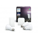 Philips Hue Kit de démarrage White and Color Ambiance 3 x E27 10 W [pont et interrupteur avec variateur inclus] - Fonctionne 