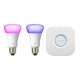 Philips Hue Kit de démarrage White and Color Ambiance 3 x E27 10 W [pont et interrupteur avec variateur inclus] - Fonctionne 